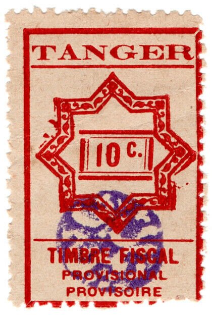 (I.B) France Colonial Revenue : Tangier Duty 10c (provisional)