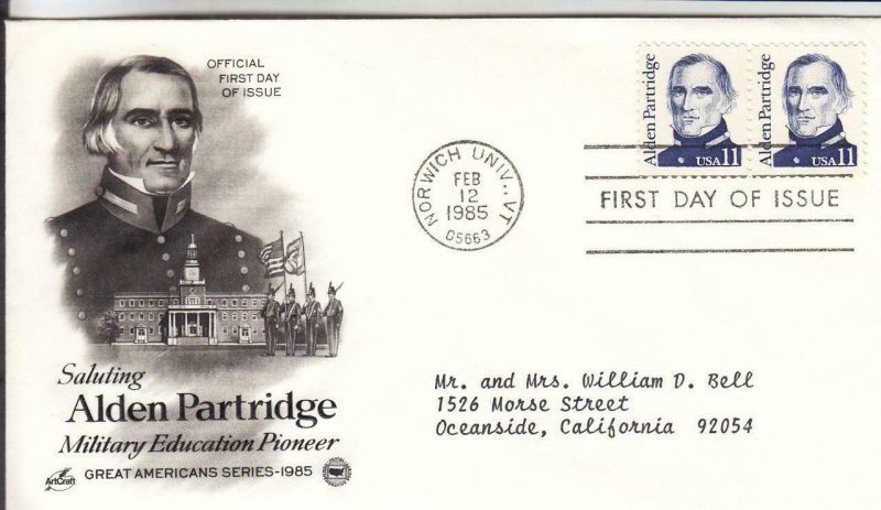 1985, Alden Partridge, Artcraft/PCS, FDC (E8419)