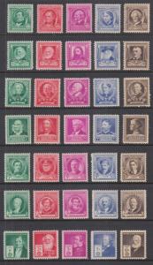 US Sc 859-893 MLH. 1940 Famous Americans, complete set.