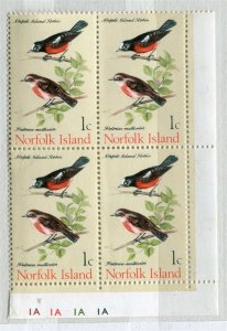 NORFOLK ISLAND; 1970 early Birds Pictorial issue MINT MNH 1c. CORNER BLOCK