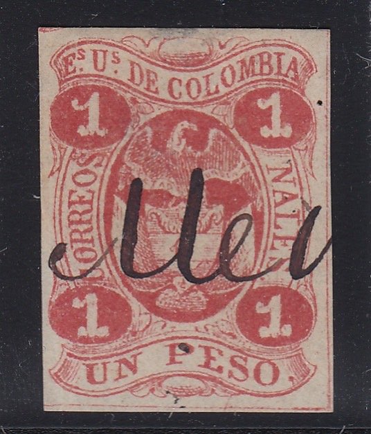 Colombia 1866 1p Rose Red Used. Scott 49