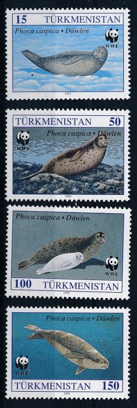 [BIN1942] Turkmenistan 1993 WWF Seals good set of stamps very fine MNH