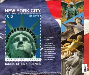 Saint Kitts- 2016 NEW YORK CITY ICONIC SITES AND SCENES STAMP SOUVENIR SHEET MNH