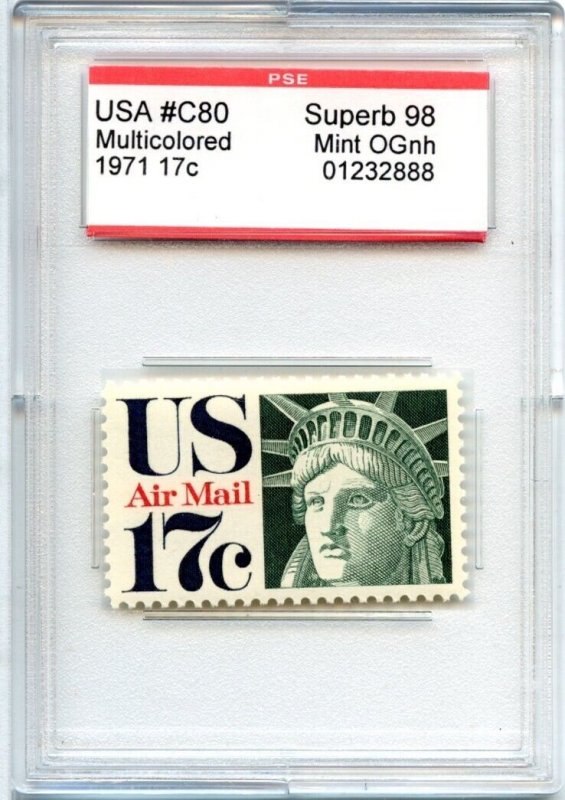 US SCOTT #C80 MINT-SUPERB-OG-NH GRADED 98 PSE ENCAPSULATED SMQ $70 (7/31/24 GP)