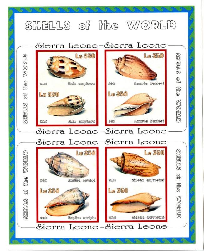 SIERRA LEONE SHEET IMPERF MARINE LIFE SEASHELLS