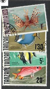 Tanzania; Scott 28, 29, 32, 34;  1967;  Used; Fish