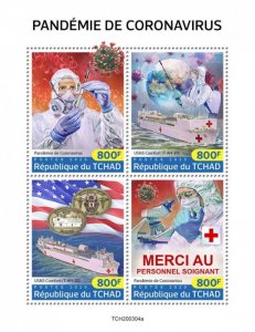 Chad Corona 2020 MNH Medical Stamps Sheet Science Ship Pandemic