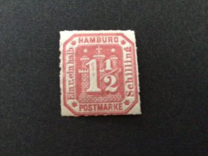 Germany Hamburg 1866 rouletted mounted mint stamp 58390