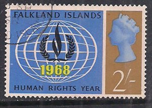 Falkland Islands 1968 QE2 2/-d Human Rights used SG 31  ( C1426 )