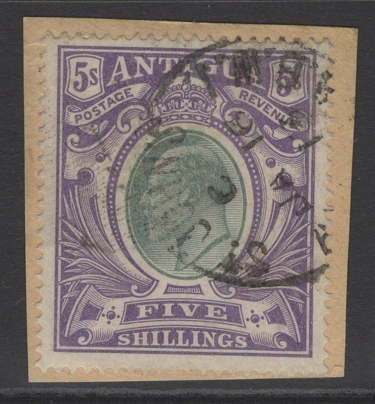 ANTIGUA SG40 1903 5/= GREY-GREEN & VIOLET FINE USED ON PIECE