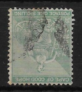 CAPE OF GOOD HOPE SG53w 1885 1/= GREEN INV WMK USED