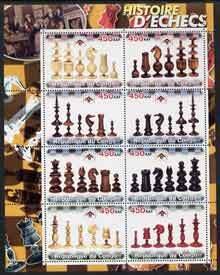 CONGO KINSHASA - 2003 - History of Chess, Pieces-Perf 8v Sheet-MNH-Private Issue