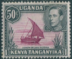 Kenya Uganda and Tanganyika 1938 SG144e 50c black and purple KGVI dhow MLH (amd)