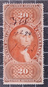 Scott R98c $20.00 Conveyance Revenue Used Nice Stamp SCV $110.00