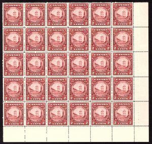 Scott 210, Pt Sheet of 30, incl (6) 210i w/(210/i) LL Blank Corner Block, Canada