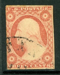 USA 1851 Washington 3¢ Orange Type II Scott #10A VFU R506