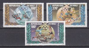 Mali, Scott cat. C472-C474. Pre-Olympics Year. Soccer shown.