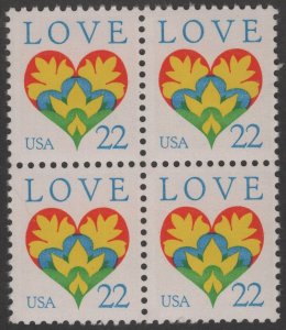 SC#2248 22¢ Love Block of Four (1987) MNH