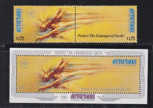 Aitutaki # 444 & 445, World Environmental Protection, NH,1/2 Cat,