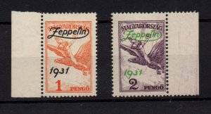 Hungary 1931 Zeppelin Airmail LHM set #478-479 WS37155