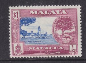 MALACCA, 1960 Melaka Tree $ 1.00 Ultramarine & Purple, lhm.