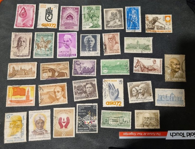 India 7 Photos Huge Lot Of Stamps 1960s'-1990s'. #655