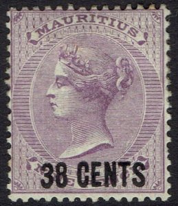 MAURITIUS 1878 QV 38C ON 9D