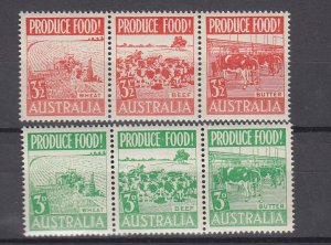 J40084 JL stamps 1953 australia set mnh #252a-55a food strips/3