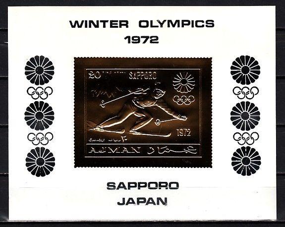 Ajman, Mi cat. 653, BL219. Sapporo Winter Olympics, Gold Foil s/sheet.