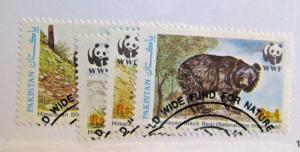 PAKISTAN Scott #719 a-d Θ used , WWF Bears postage stamp set