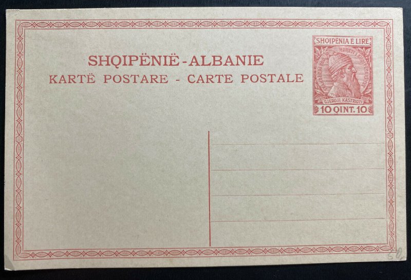 Mint Albania postal stationery Postcard 10 Qint Red 