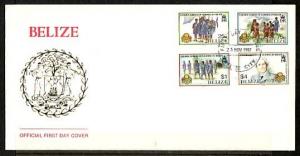 Belize, Scott cat. 873-876. Golden Jubilee of Girl Scouts. First day cover.