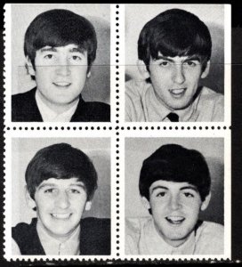 1964 US Poster Stamp The Beatles Block/4 Unused No Gum
