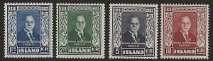 Iceland 274-77  1952   set 4 fine mint   hinged