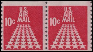US C73 Airmail 5-Star Runway 10c coil pair (2 stamps) MNH 1968