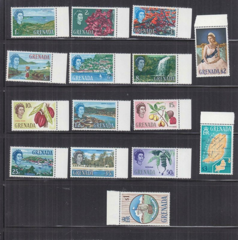 GRENADA, 1966 definitive set of 15, mnh.