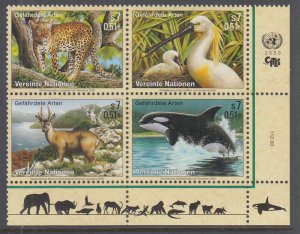 UN Vienna 272a Animals Inscription Plate Block MNH VF