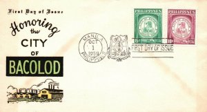 Philippines 1959 BACOLOD Series FDC - Hand Colored Cachet - L32524