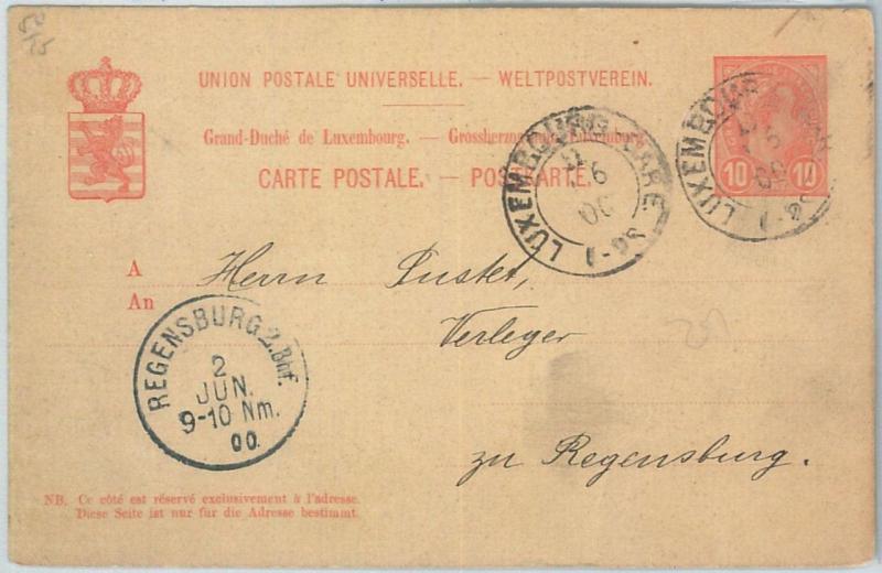 70015 - LUXEMBOURG - POSTAL HISTORY - Postal Stationery Card  1900