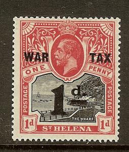 St Helena, Scott #MR2, 1p + 1p KGV Overprint War Tax, MLH