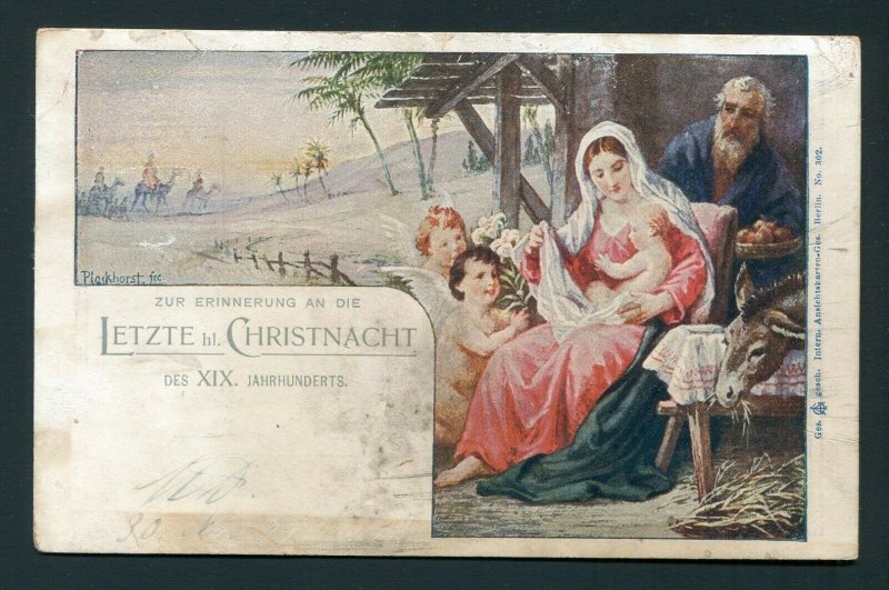 Nativity Postcard w/Austria Stamp - Postmarked Christmas Day 1899 in Jerusalem!