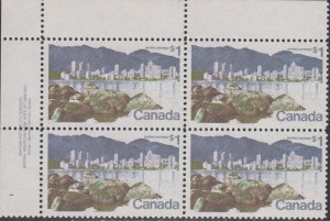 Canada UNITRADE MNH  # 600   UL  Plate 1    Corner Block