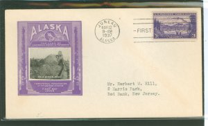 US 800 1937 3c Alaska (part of the US Possession series) single on an addressed (typed) first day cover with an Ioor cachet.