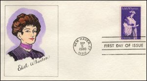 1832-1, 1980, Edith Wharton, First Day Cover, New Haven CT, SC 1832