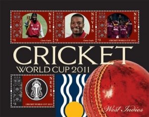 Nevis 2011 - 10th Cricket World Cup - Souvenir Sheet w/ 4 Stamps - SC 1670