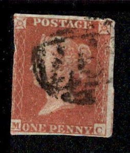 Great Britain #3 Penny Red Imperf Used Lettered MC USD16.00