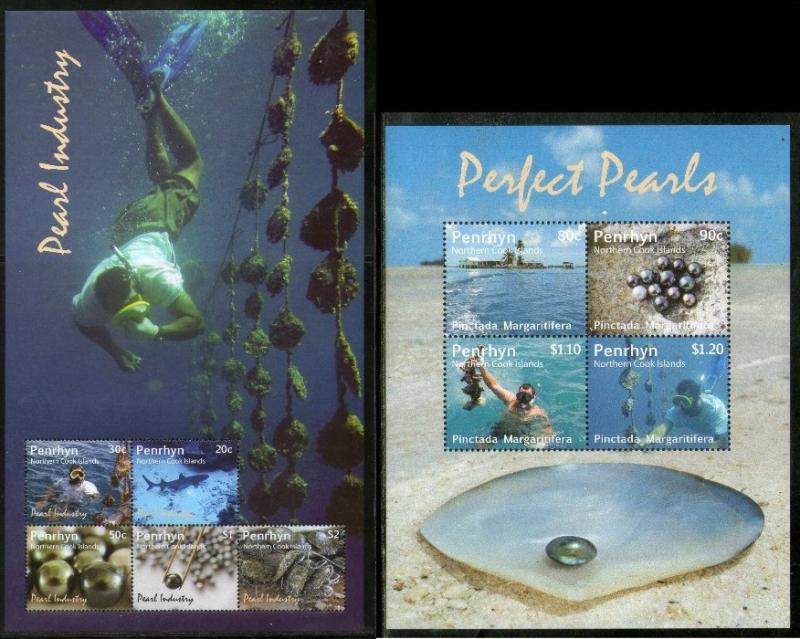 Penrhyn 2011 Pearl Industry Gems & Jwellery Minerals M/s x 2 Sc 485-86 MNH # ...