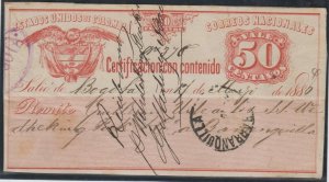 COLOMBIA 1886 INSURED LETTER Sc G8 ON PIECE BOGOTA & BARRANQUILLA CANCELS 