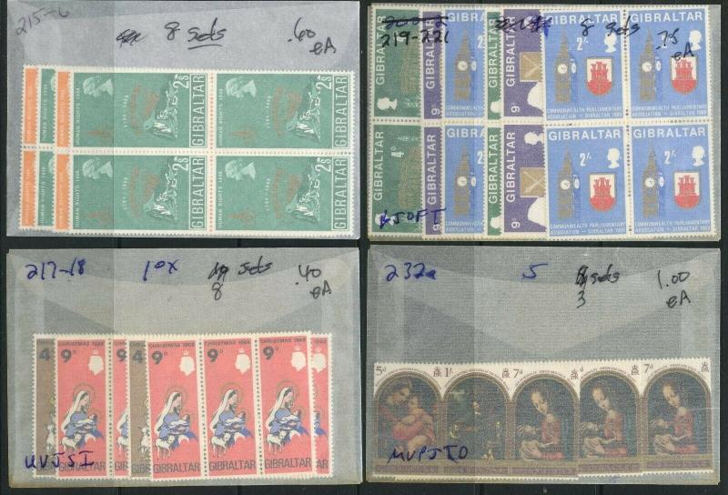 GIBRALTAR Sc#200-2//232a 1967-69 Wholesale Lot of 7 Diff Cpl Sets 3-8 ea OG MNH