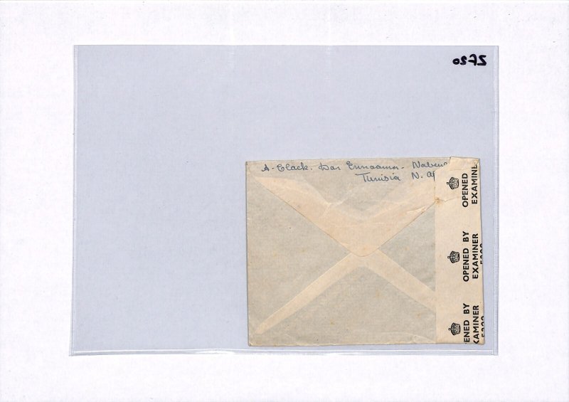 France Cols TUNISIA Cover Nabeul CENSOR GB Herts Letchworth WW2 1945 ZF20